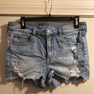 American Eagle Denim Shorts Size 12 Super Stretch Distressed Jean